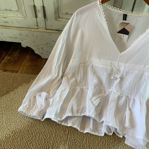 New Boho Gauze Tassel Long Sleeve Blouse Top - Picture 5 of 8